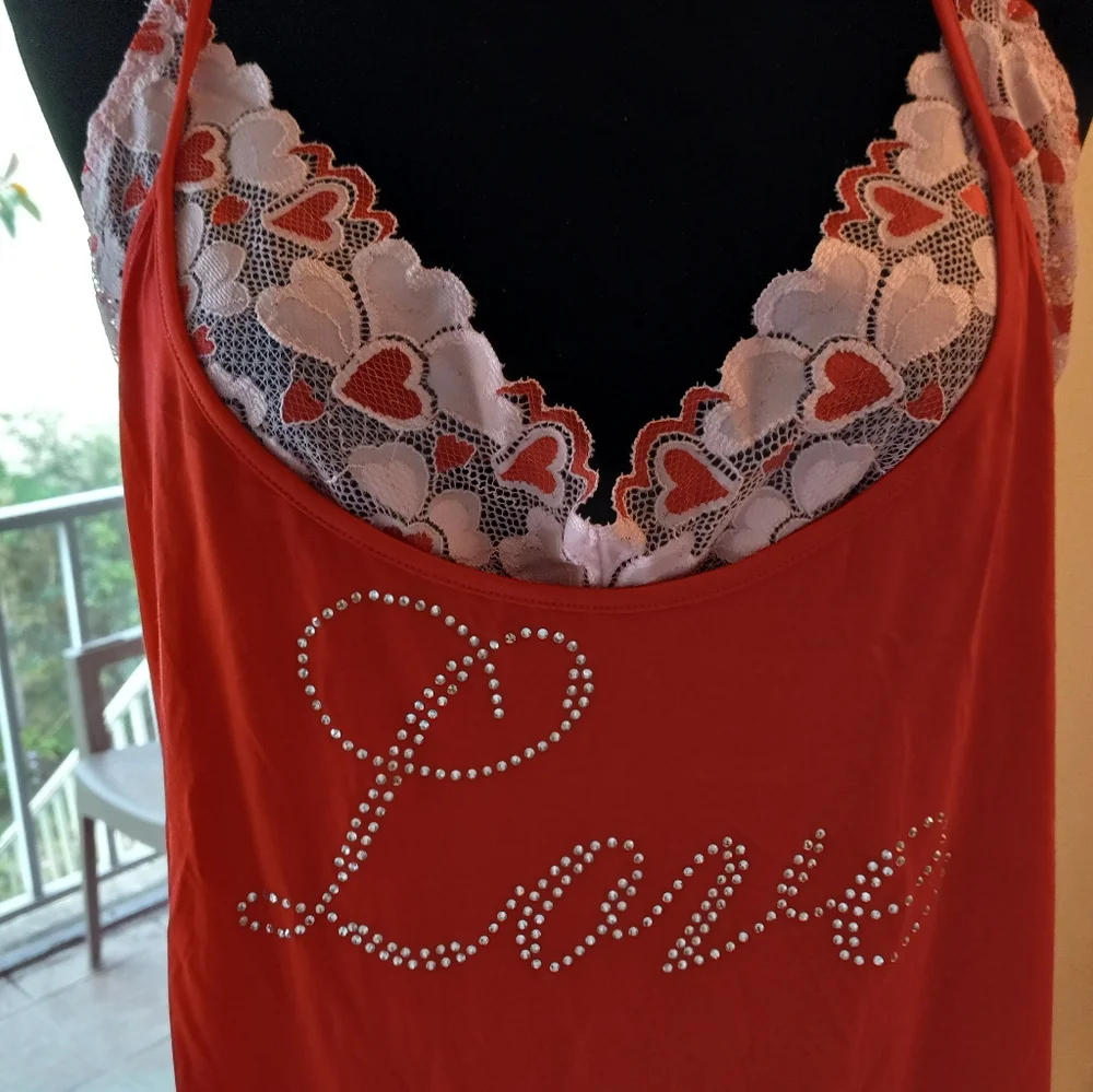Dreamgirl 2-PC Love Chemise & Hearts Pattern Bralette Set